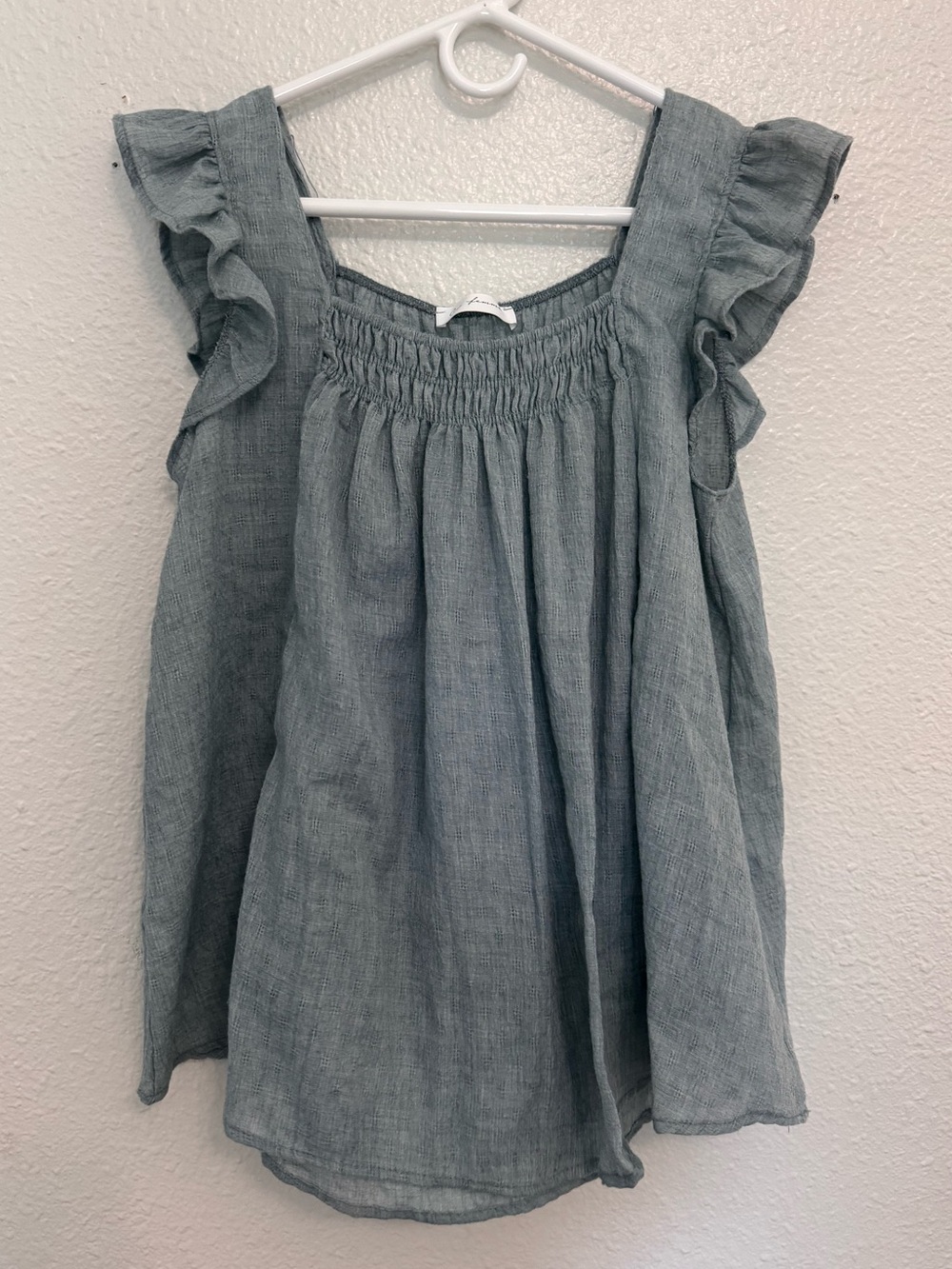 Ces Femme Slate Blue Smocked Ruffle Tank Top